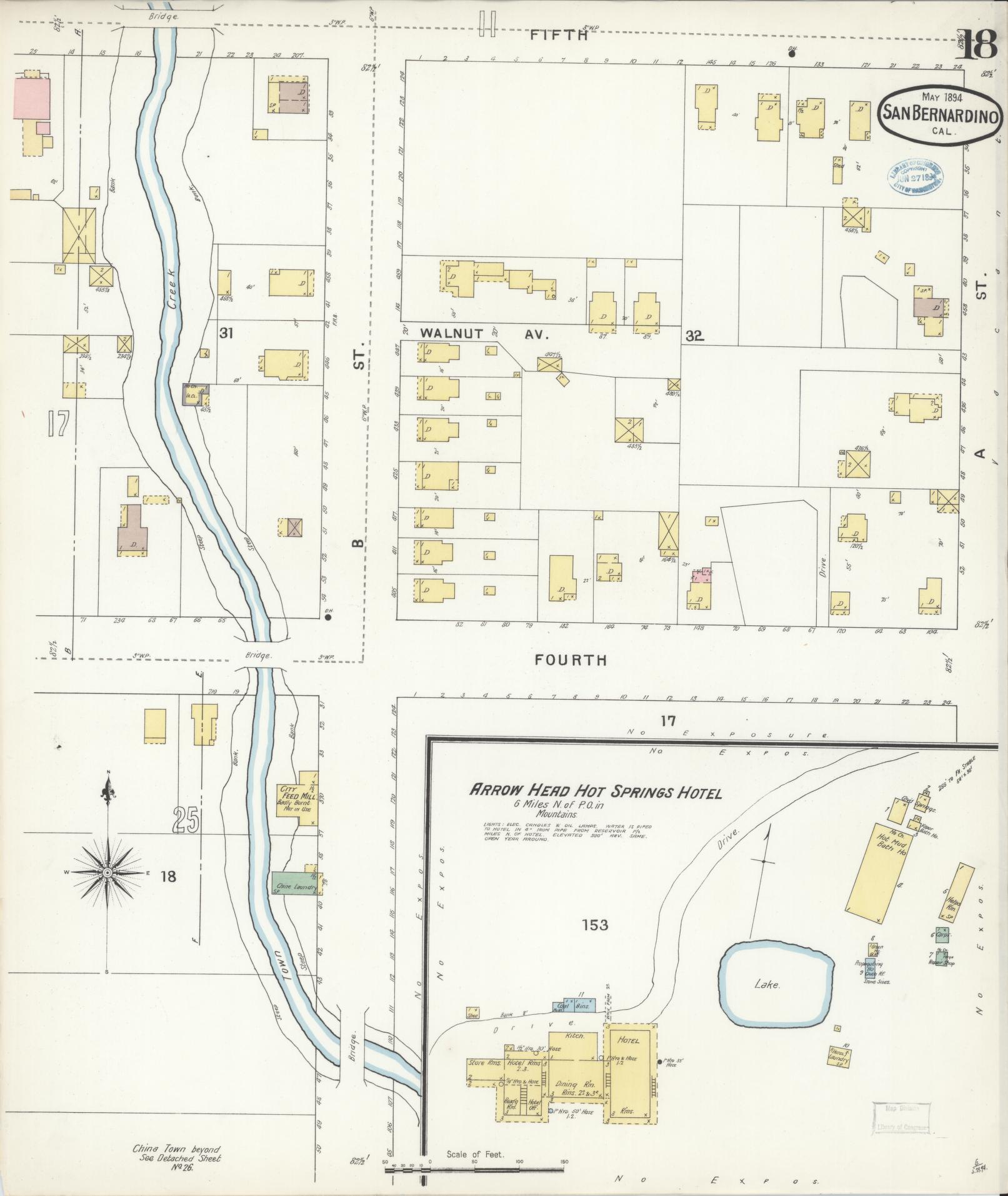 Sanborn Fire Insurance Map from San Bernardino, San Bernardino County, California (1894), Sheet #0018 - Complete Map Set gallery image, historic Sanborn map, vintage wall art, California California