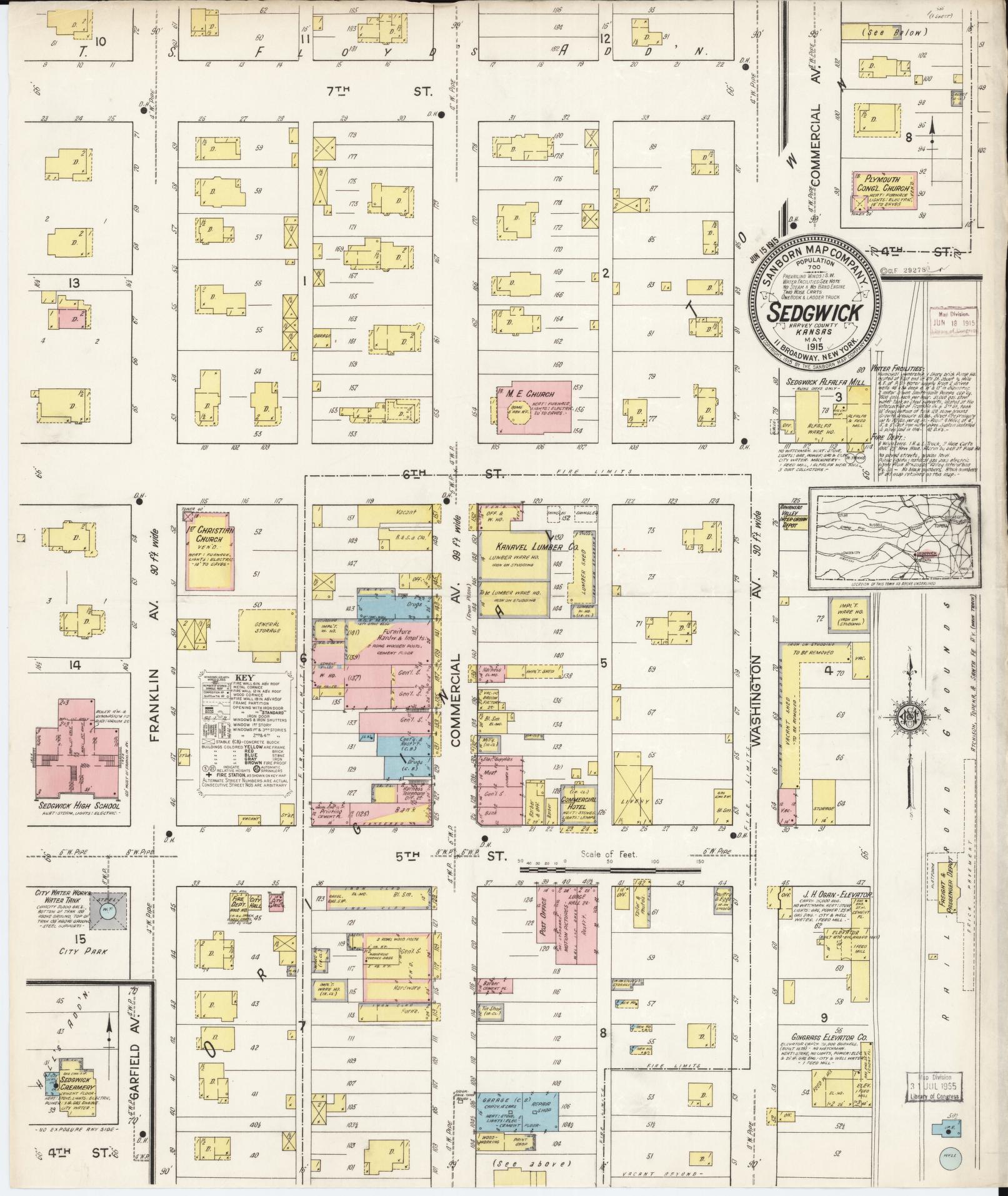Sanborn Fire Insurance Map from Sedgwick, Harvey County, Kansas. (1915) – Historic Sanborn Fire Insurance Map Print