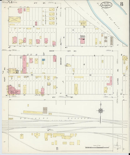 Sanborn Fire Insurance Map from Alamosa, Alamosa County, Colorado (1912), Sheet #0008 - Complete Map Set gallery image, historic Sanborn map, vintage wall art, Colorado Colorado