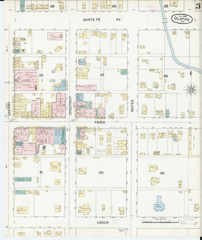 Sanborn Fire Insurance Map from Olathe, Johnson County, Kansas (1888), Sheet #0003 - Complete Map Set gallery image, historic Sanborn map, vintage wall art, Kansas Kansas