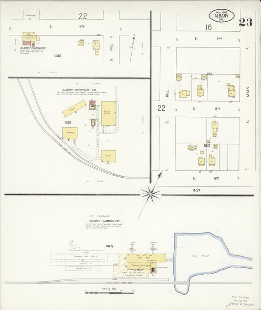 Sanborn Fire Insurance Map from Albany, Linn County, Oregon (1908), Sheet #0023 - Historic Sanborn Fire Insurance Map Print, vintage old map wall art, antique decor, genealogy gift, Oregon Oregon map