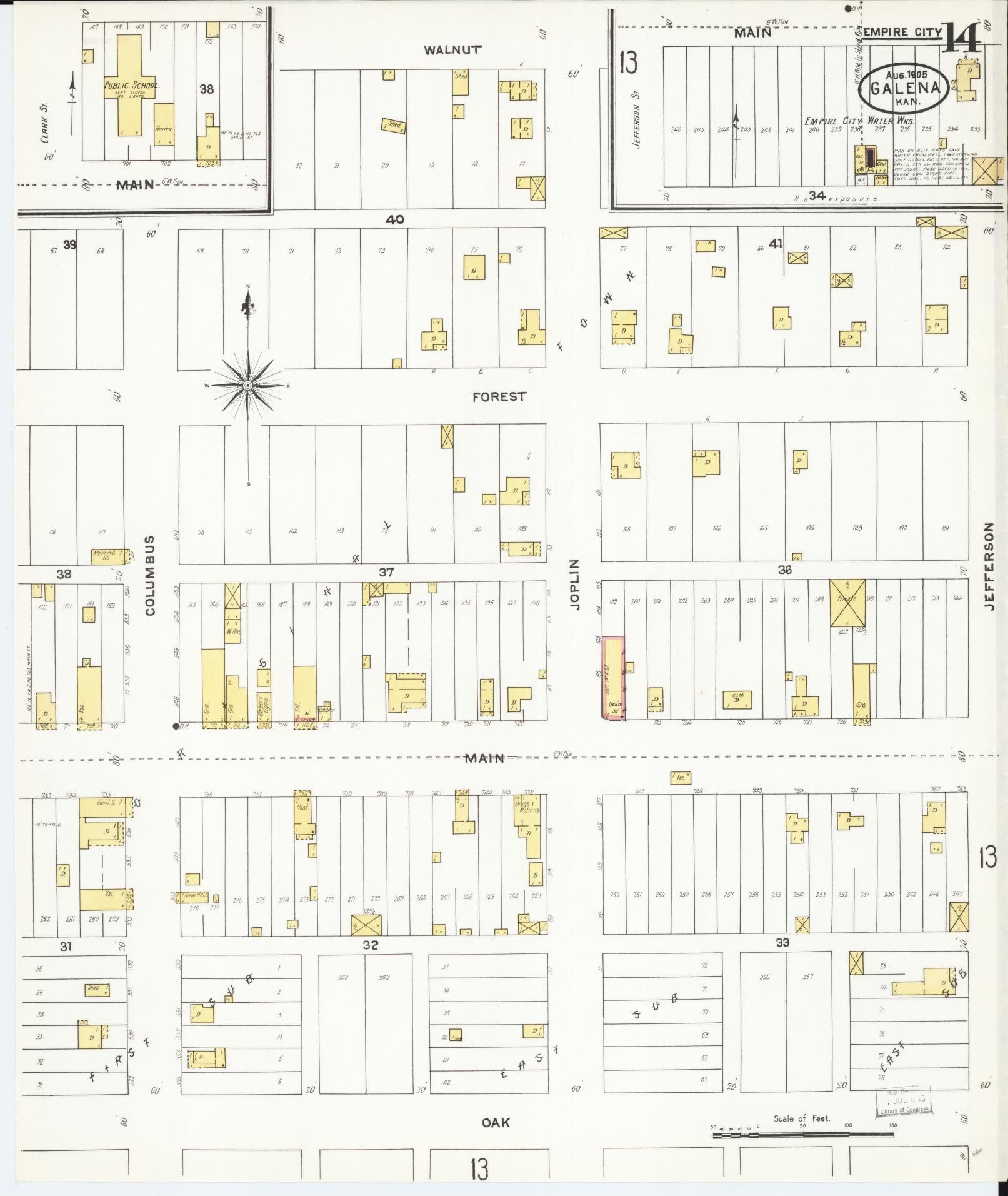 Sanborn Fire Insurance Map from Galena, Cherokee County, Kansas (1905), Sheet #0014 - Complete Map Set gallery image, historic Sanborn map, vintage wall art, Kansas Kansas