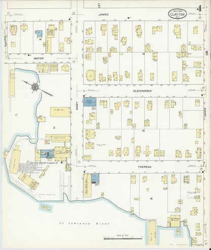 Sanborn Fire Insurance Map from Clayton, Jefferson County, New York (1912), Sheet #0004 - Complete Map Set gallery image, historic Sanborn map, vintage wall art, New York New York