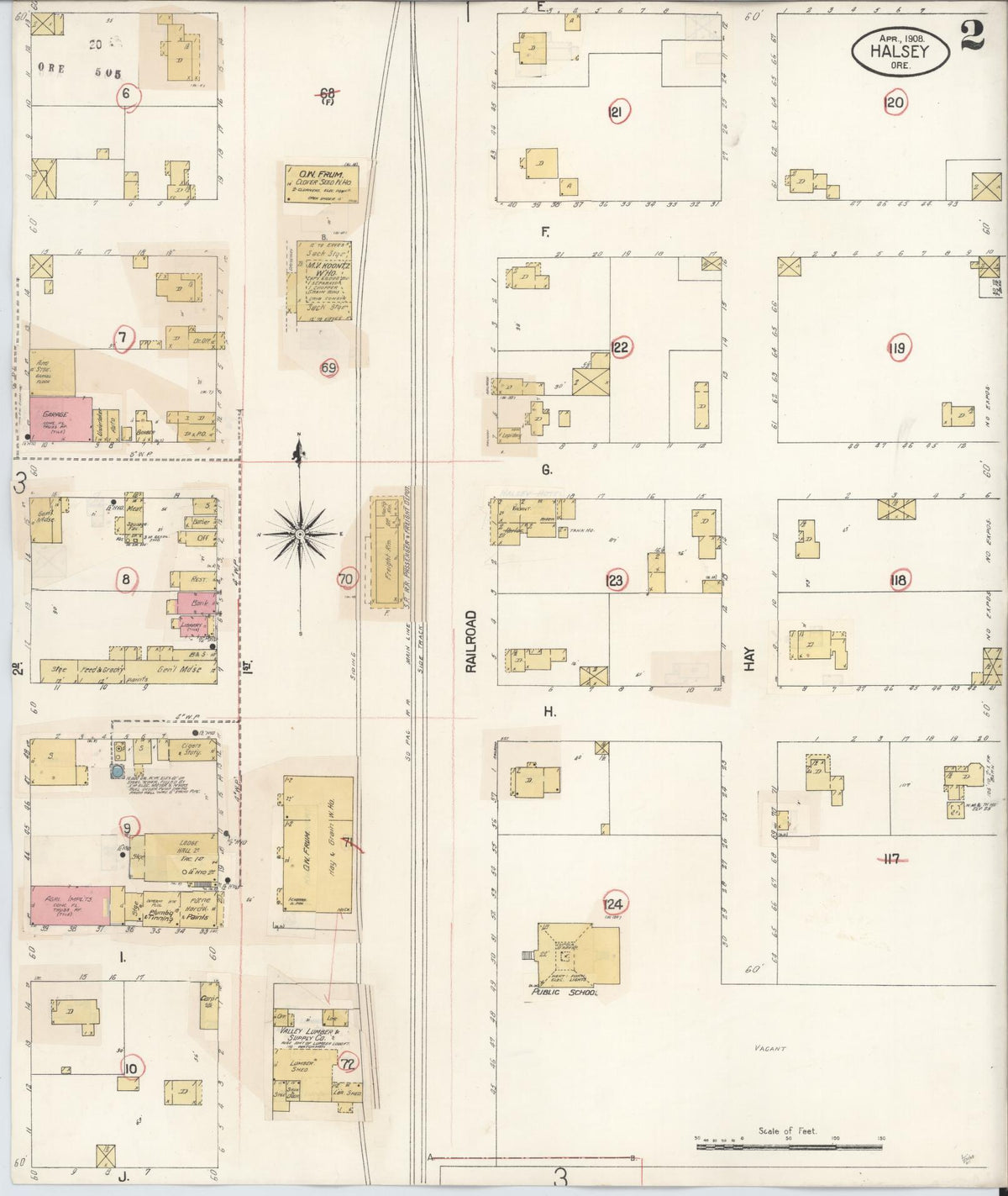 Sanborn Fire Insurance Map from Halsey, Linn County, Oregon (1931), Sheet #0002 - Historic Sanborn Fire Insurance Map Print, vintage old map wall art, antique decor, genealogy gift, Oregon Oregon map
