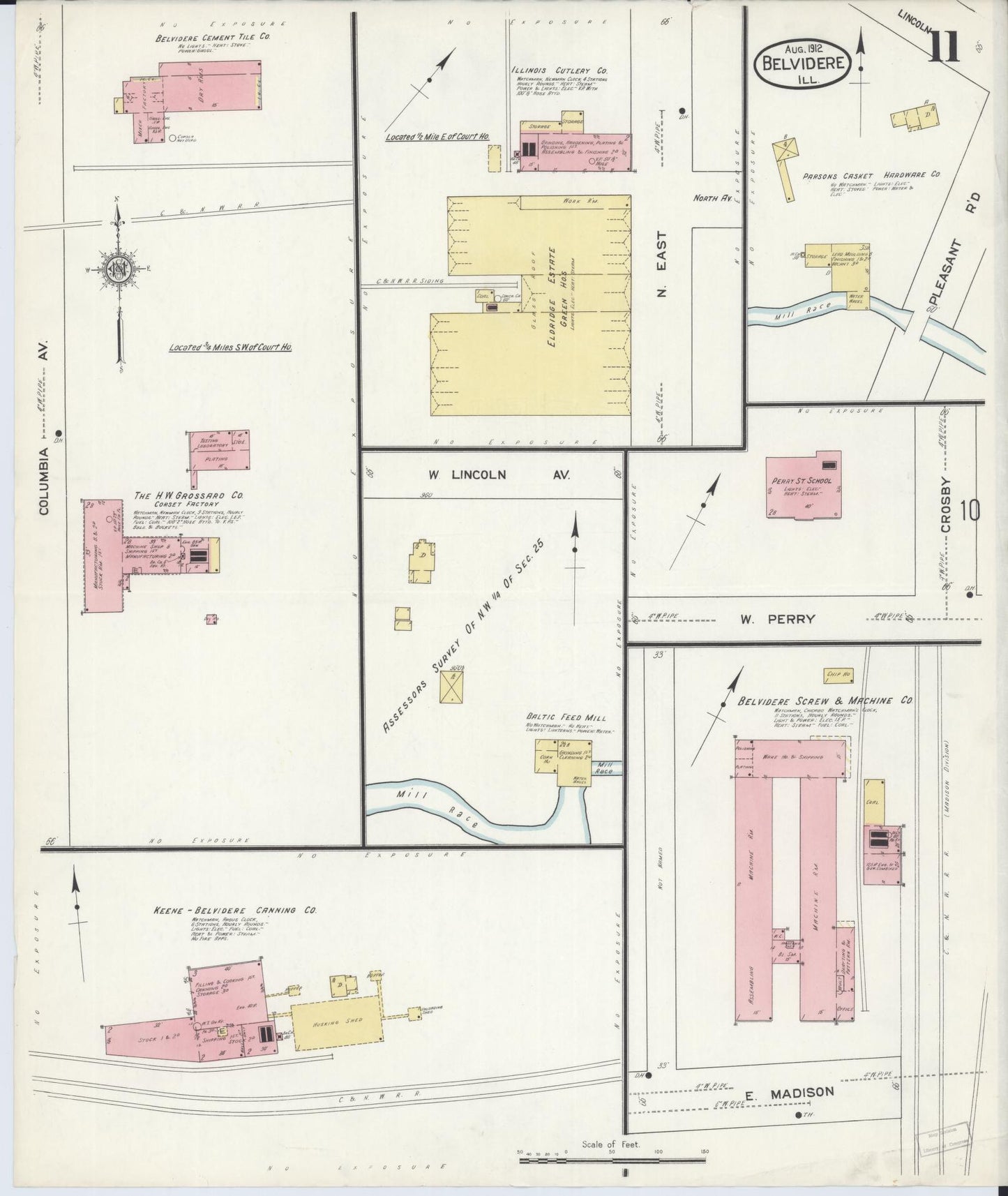 Sanborn Fire Insurance Map from Belvidere, Boone County, Illinois (1912), Sheet #0011 - Complete Map Set gallery image, historic Sanborn map, vintage wall art, Illinois Illinois