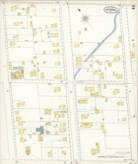 Sanborn Fire Insurance Map from Hayward, Alameda County, California (1903), Sheet #0002 - Historic Sanborn Fire Insurance Map Print, vintage old map wall art, antique decor, genealogy gift, California California map