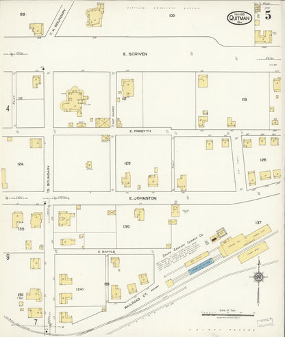 Sanborn Fire Insurance Map from Quitman, Brooks County, Georgia (1921), Sheet #0005 - Complete Map Set gallery image, historic Sanborn map, vintage wall art, Georgia Georgia