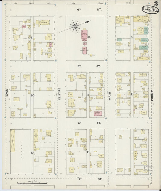 Sanborn Fire Insurance Map from Evanston, Uinta County, Wyoming (1890), Sheet #0003 - Historic Sanborn Fire Insurance Map Print, vintage old map wall art, antique decor, genealogy gift, Wyoming Wyoming map