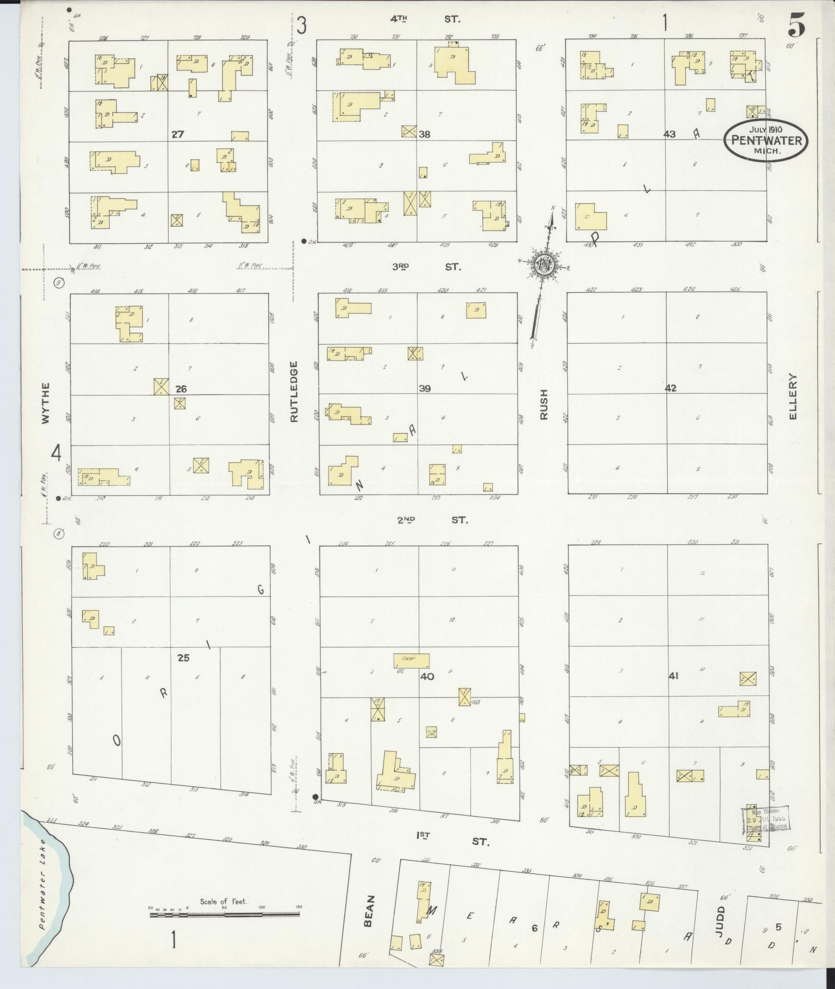 Sanborn Fire Insurance Map from Pentwater, Oceana County, Michigan (1910), Sheet #0005 - Complete Map Set gallery image, historic Sanborn map, vintage wall art, Michigan Michigan
