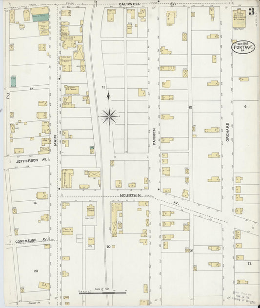 Sanborn Fire Insurance Map from Portage, Cambria County, Pennsylvania (1906), Sheet #0003 - Historic Sanborn Fire Insurance Map Print, vintage old map wall art, antique decor, genealogy gift, Pennsylvania Pennsylvania map