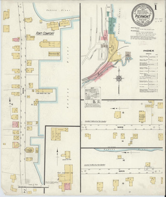 Sanborn Fire Insurance Map from Piermont, Rockland County, New York (1912), Sheet #0001 - Complete Map Set gallery image, historic Sanborn map, vintage wall art, New York New York