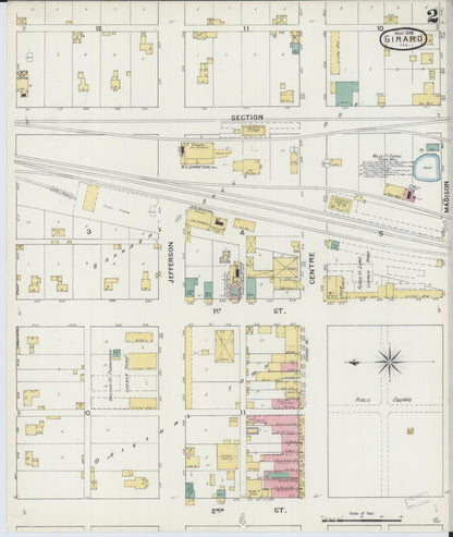 Sanborn Fire Insurance Map from Girard, Macoupin County, Illinois (1894), Sheet #0002 - Complete Map Set gallery image, historic Sanborn map, vintage wall art, Illinois Illinois