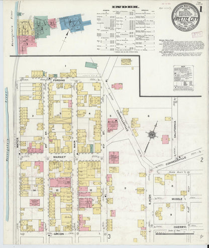 Sanborn Fire Insurance Map from Fayette City, Fayette County, Pennsylvania (1910), Sheet #0001 - Historic Sanborn Fire Insurance Map Print, vintage old map wall art, antique decor, genealogy gift, Pennsylvania Pennsylvania map