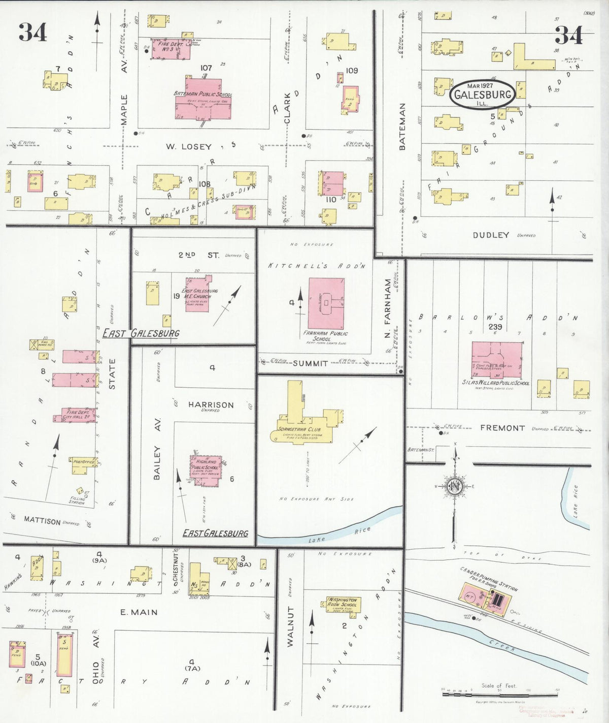 Sanborn Fire Insurance Map from Galesburg, Knox County, Illinois (1927), Sheet #0034 - Complete Map Set gallery image, historic Sanborn map, vintage wall art, Illinois Illinois