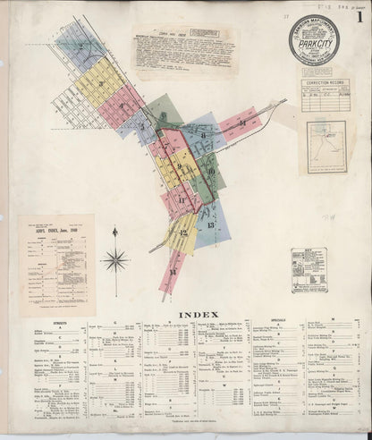 Sanborn Fire Insurance Map from Park City, Summit County, Utah (1940), Sheet #0001 - Complete Map Set gallery image, historic Sanborn map, vintage wall art, Utah Utah