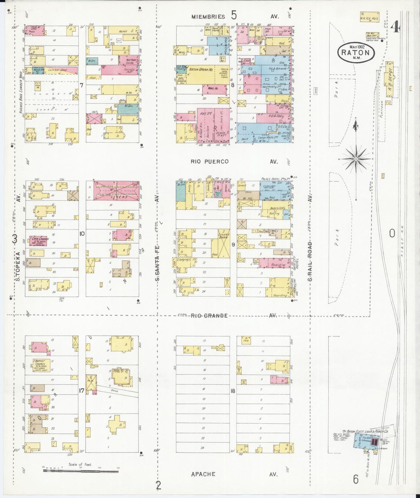 Sanborn Fire Insurance Map from Raton, Colfax County, New Mexico (1902), Sheet #0004 - Complete Map Set gallery image, historic Sanborn map, vintage wall art, New Mexico New Mexico