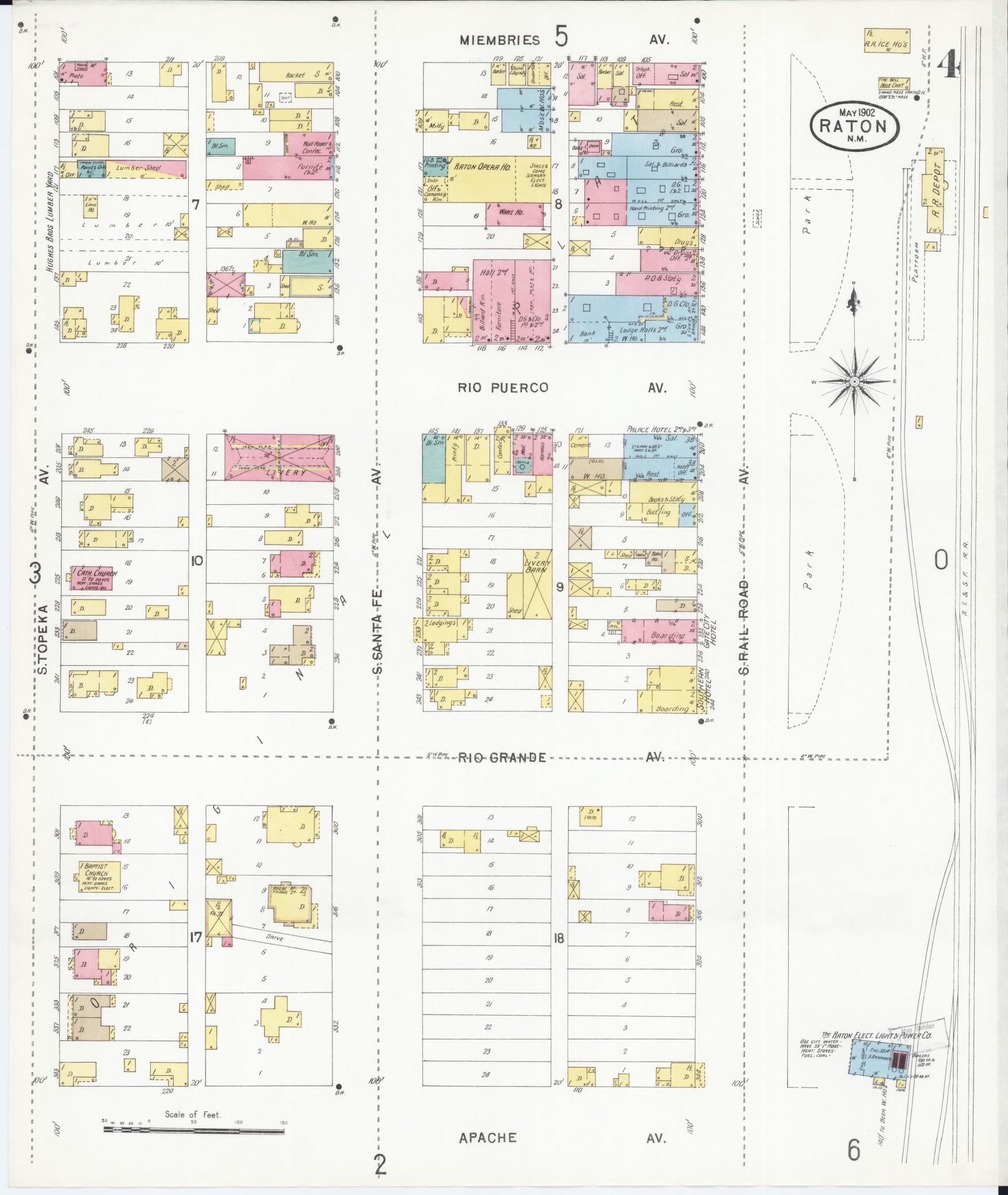 Sanborn Fire Insurance Map from Raton, Colfax County, New Mexico (1902), Sheet #0004 - Complete Map Set gallery image, historic Sanborn map, vintage wall art, New Mexico New Mexico