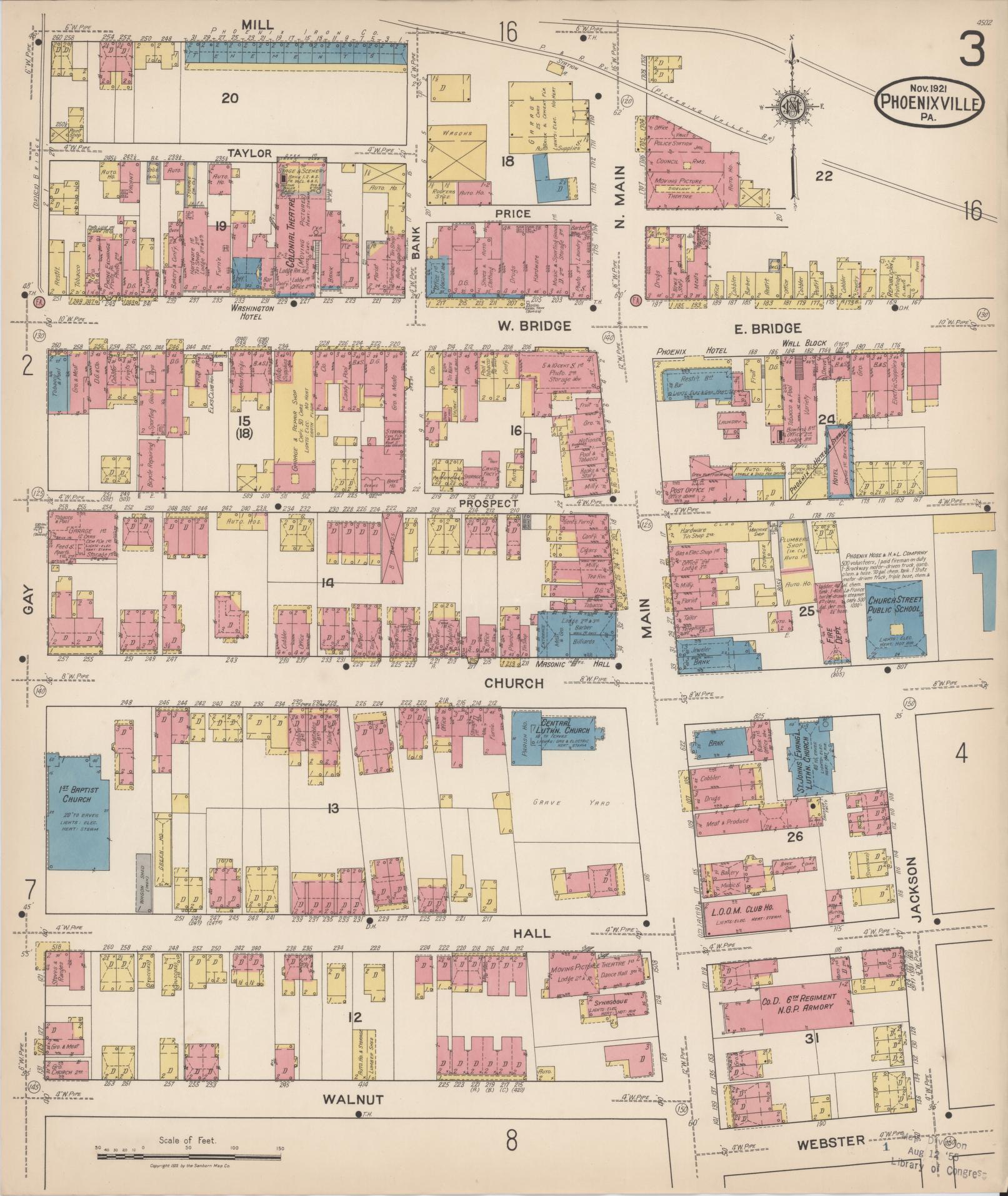 Sanborn Fire Insurance Map from Phoenixville, Chester County, Pennsylvania (1921), Sheet #0003 - Complete Map Set gallery image, historic Sanborn map, vintage wall art, Pennsylvania Pennsylvania