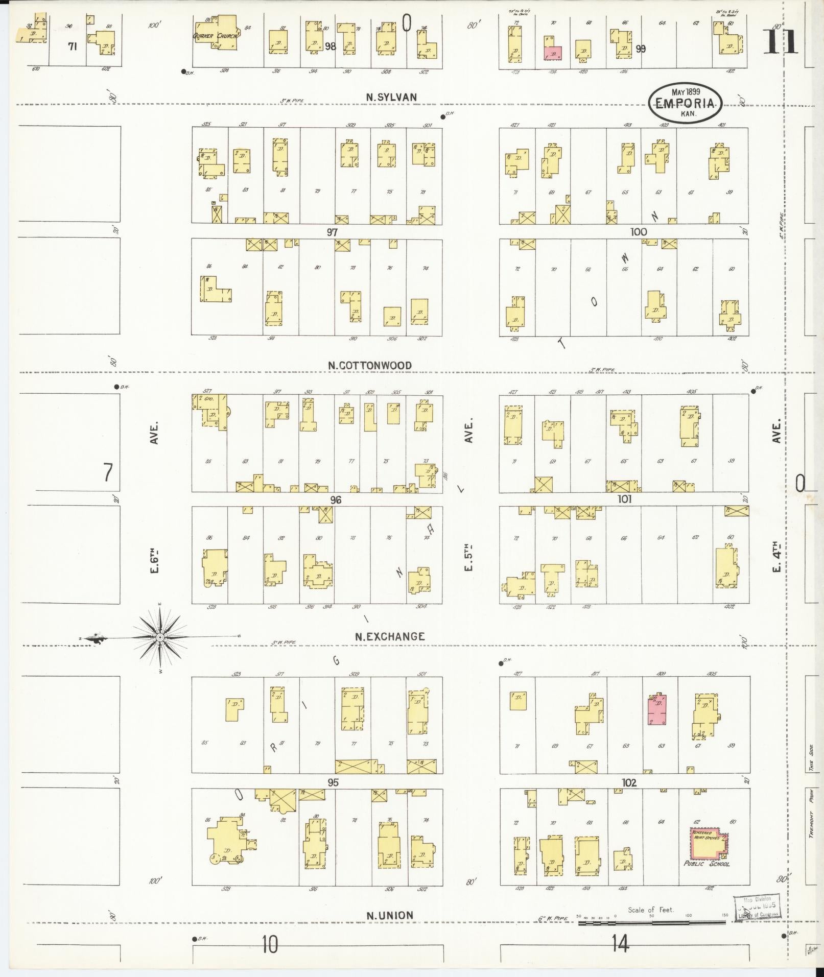 Sanborn Fire Insurance Map from Emporia, Lyon County, Kansas (1899), Sheet #0011 - Complete Map Set gallery image, historic Sanborn map, vintage wall art, Kansas Kansas