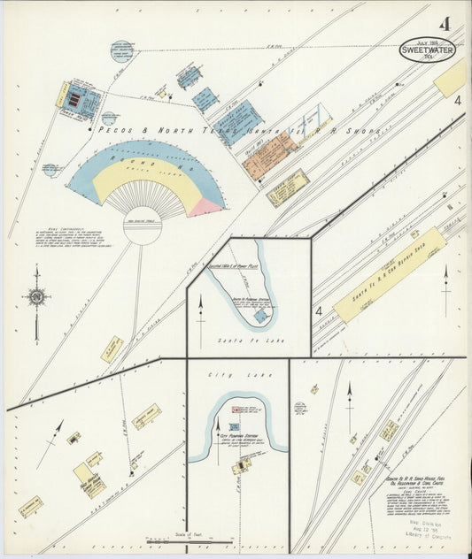 Sanborn Fire Insurance Map from Sweetwater, Nolan County, Texas (1914), Sheet #0004 - Historic Sanborn Fire Insurance Map Print, vintage old map wall art, antique decor, genealogy gift, Texas Texas map