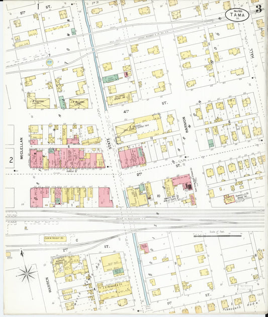 Sanborn Fire Insurance Map from Tama, Tama County, Iowa (1900), Sheet #0003 - Historic Sanborn Fire Insurance Map Print, vintage old map wall art