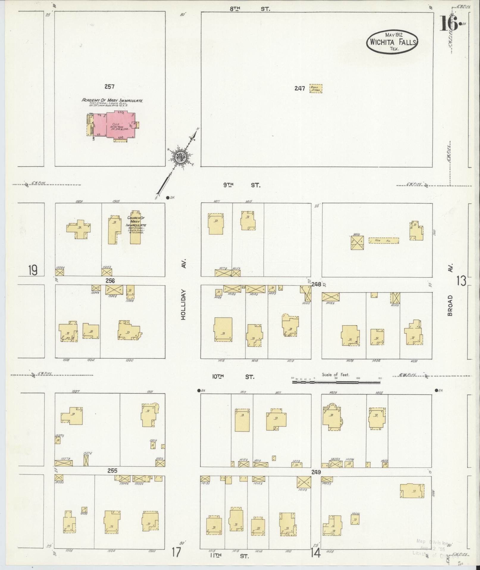 Sanborn Fire Insurance Map from Wichita Falls, Wichita County, Texas (1912), Sheet #0016 - Complete Map Set gallery image, historic Sanborn map, vintage wall art, Texas Texas