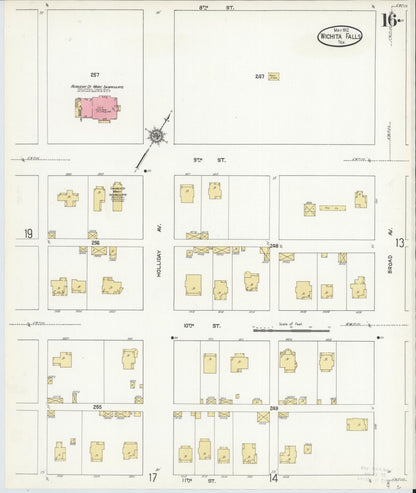 Sanborn Fire Insurance Map from Wichita Falls, Wichita County, Texas (1912), Sheet #0016 - Complete Map Set gallery image, historic Sanborn map, vintage wall art, Texas Texas