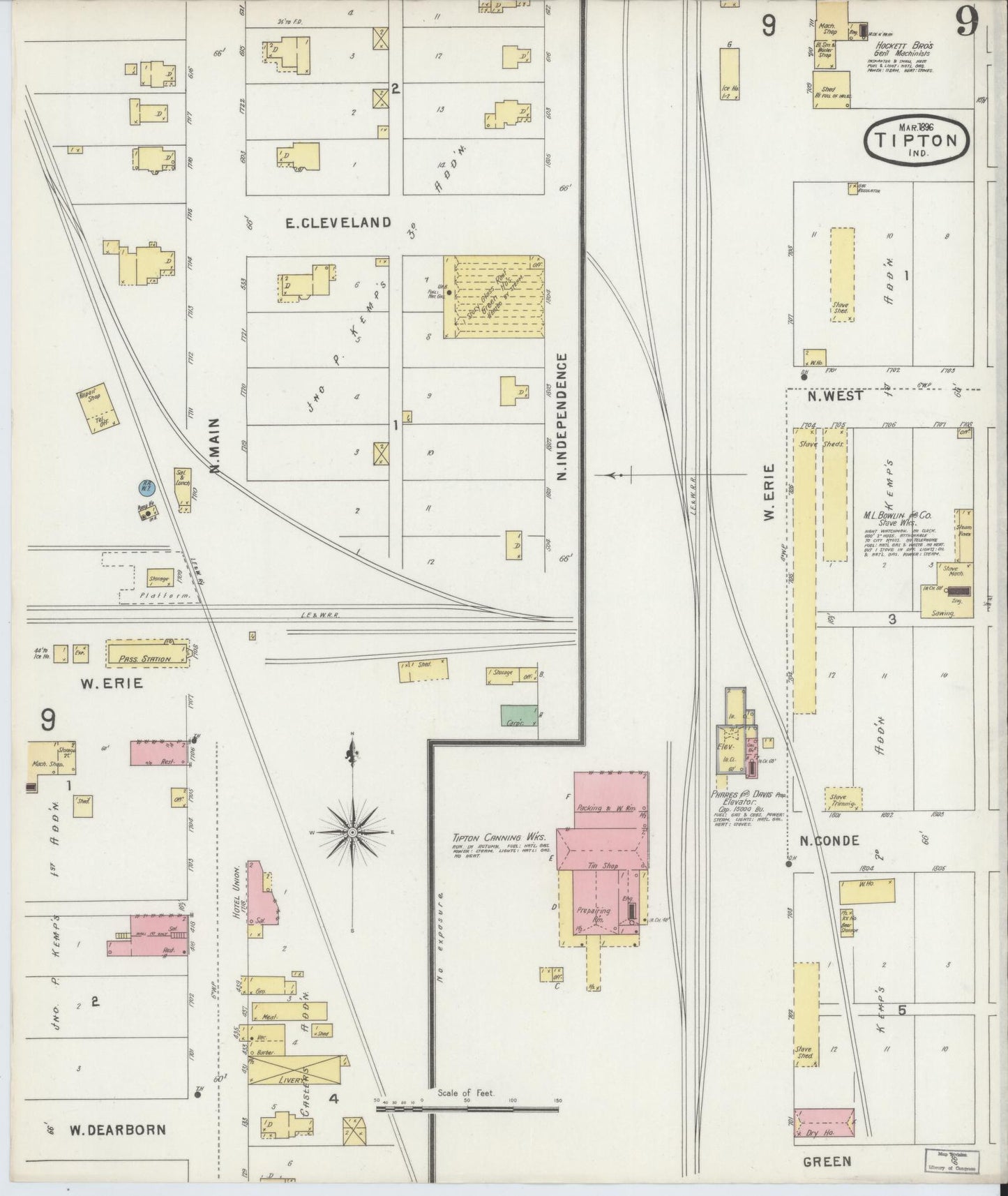 Sanborn Fire Insurance Map from Tipton, Tipton County, Indiana (1896), Sheet #0009 - Historic Sanborn Fire Insurance Map Print, vintage old map wall art, antique decor, genealogy gift, Indiana Indiana map