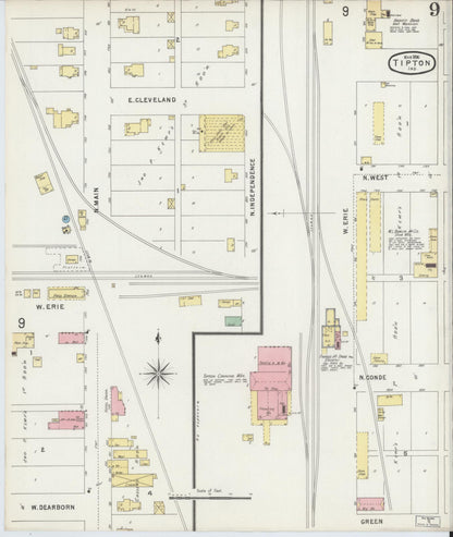 Sanborn Fire Insurance Map from Tipton, Tipton County, Indiana (1896), Sheet #0009 - Historic Sanborn Fire Insurance Map Print, vintage old map wall art, antique decor, genealogy gift, Indiana Indiana map