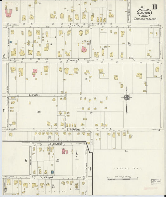 Sanborn Fire Insurance Map from Canton, Madison County, Mississippi (1916), Sheet #0011 - Historic Sanborn Fire Insurance Map Print, vintage old map wall art, antique decor, genealogy gift, Mississippi Mississippi map