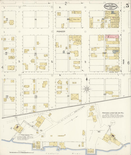 Sanborn Fire Insurance Map from Montesano, Grays Harbor County, Washington (1903), Sheet #0005 - Historic Sanborn Fire Insurance Map Print, vintage old map wall art, antique decor, genealogy gift, Washington Washington map