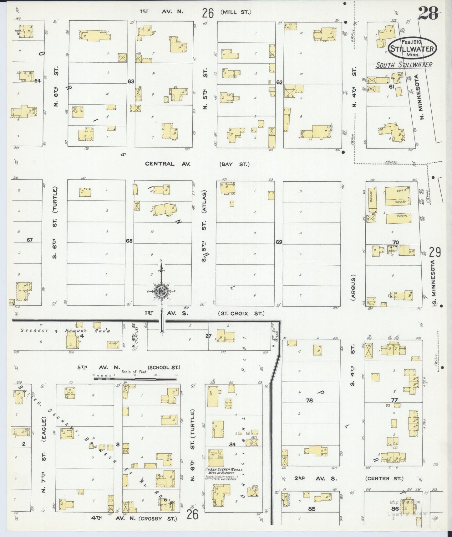Sanborn Fire Insurance Map from Stillwater, Washington County, Minnesota (1910), Sheet #0028 - Historic Sanborn Fire Insurance Map Print, vintage old map wall art, antique decor, genealogy gift, Minnesota Minnesota map