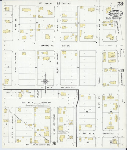 Sanborn Fire Insurance Map from Stillwater, Washington County, Minnesota (1910), Sheet #0028 - Historic Sanborn Fire Insurance Map Print, vintage old map wall art, antique decor, genealogy gift, Minnesota Minnesota map