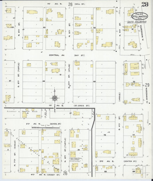 Sanborn Fire Insurance Map from Stillwater, Washington County, Minnesota (1910), Sheet #0028 - Historic Sanborn Fire Insurance Map Print, vintage old map wall art, antique decor, genealogy gift, Minnesota Minnesota map