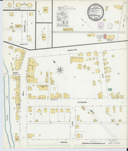 Sanborn Fire Insurance Map from Sherrodsville, Carroll County, Ohio (1901), Sheet #0001 - Historic Sanborn Fire Insurance Map Print, vintage old map wall art, antique decor, genealogy gift, Ohio Ohio map