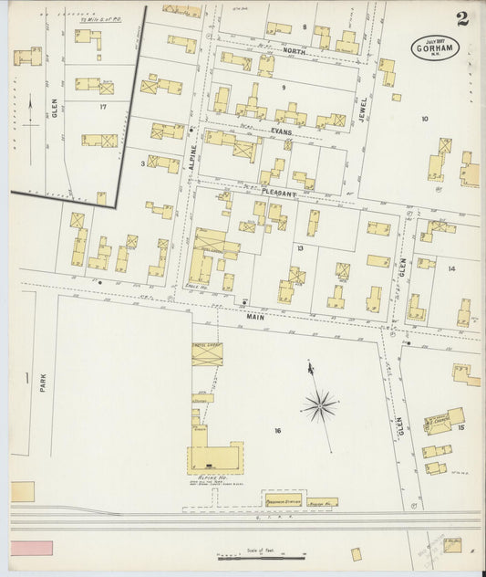 Sanborn Fire Insurance Map from Gorham, Coos County, New Hampshire (1897), Sheet #0002 - Historic Sanborn Fire Insurance Map Print, vintage old map wall art, antique decor, genealogy gift, New Hampshire New Hampshire map
