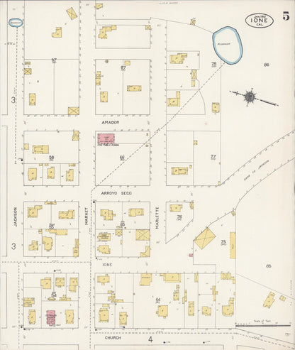 Sanborn Fire Insurance Map from Ione, Amador County, California (1912), Sheet #0005 - Historic Sanborn Fire Insurance Map Print, vintage old map wall art, antique decor, genealogy gift, California California map
