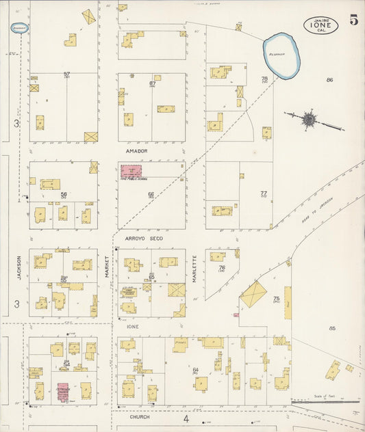 Sanborn Fire Insurance Map from Ione, Amador County, California (1912), Sheet #0005 - Historic Sanborn Fire Insurance Map Print, vintage old map wall art, antique decor, genealogy gift, California California map