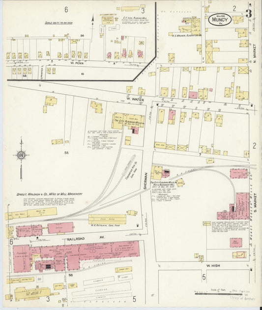 Sanborn Fire Insurance Map from Muncy, Lycoming County, Pennsylvania (1916), Sheet #0003 - Historic Sanborn Fire Insurance Map Print, vintage old map wall art, antique decor, genealogy gift, Pennsylvania Pennsylvania map