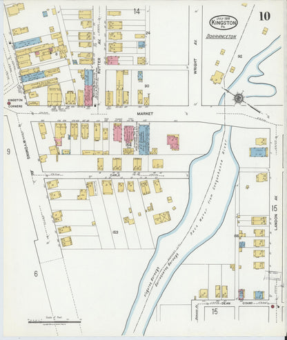 Sanborn Fire Insurance Map from Kingston, Luzerne County, Pennsylvania (1919), Sheet #0010 - Historic Sanborn Fire Insurance Map Print, vintage old map wall art, antique decor, genealogy gift, Pennsylvania Pennsylvania map