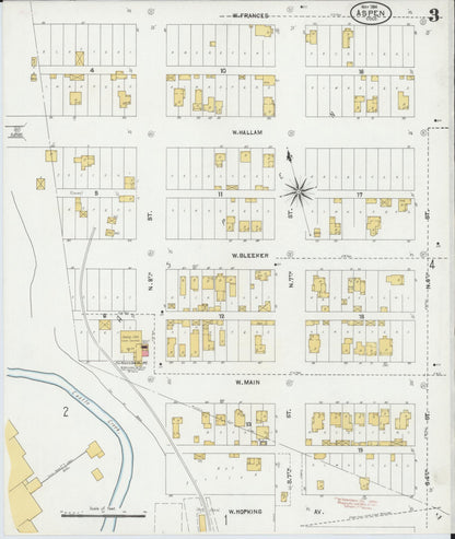 Sanborn Fire Insurance Map from Aspen, Pitkin County, Colorado (1904), Sheet #0003 - Complete Map Set gallery image, historic Sanborn map, vintage wall art, Colorado Colorado