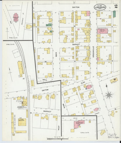 Sanborn Fire Insurance Map from Lewisburg, Preble County, Ohio (1901), Sheet #0002 - Historic Sanborn Fire Insurance Map Print, vintage old map wall art, antique decor, genealogy gift, Ohio Ohio map