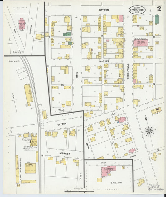 Sanborn Fire Insurance Map from Lewisburg, Preble County, Ohio (1901), Sheet #0002 - Historic Sanborn Fire Insurance Map Print, vintage old map wall art, antique decor, genealogy gift, Ohio Ohio map