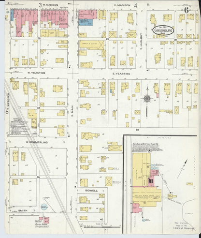Sanborn Fire Insurance Map from Gibsonburg, Sandusky County, Ohio (1910), Sheet #0006 - Historic Sanborn Fire Insurance Map Print, vintage old map wall art, antique decor, genealogy gift, Ohio Ohio map