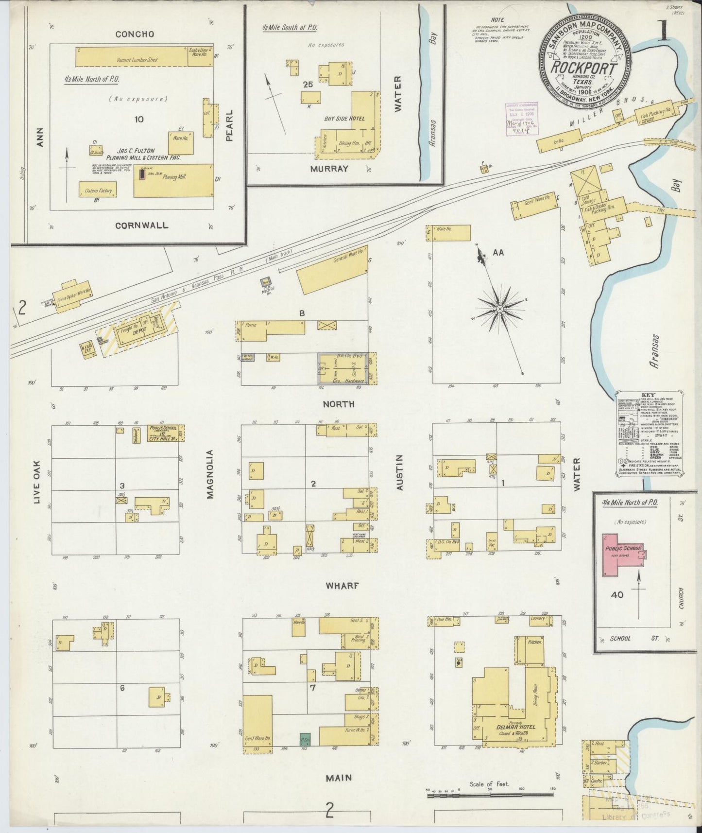 Sanborn Fire Insurance Map from Rockport, Aransas County, Texas. (1906) – Historic Sanborn Fire Insurance Map Print