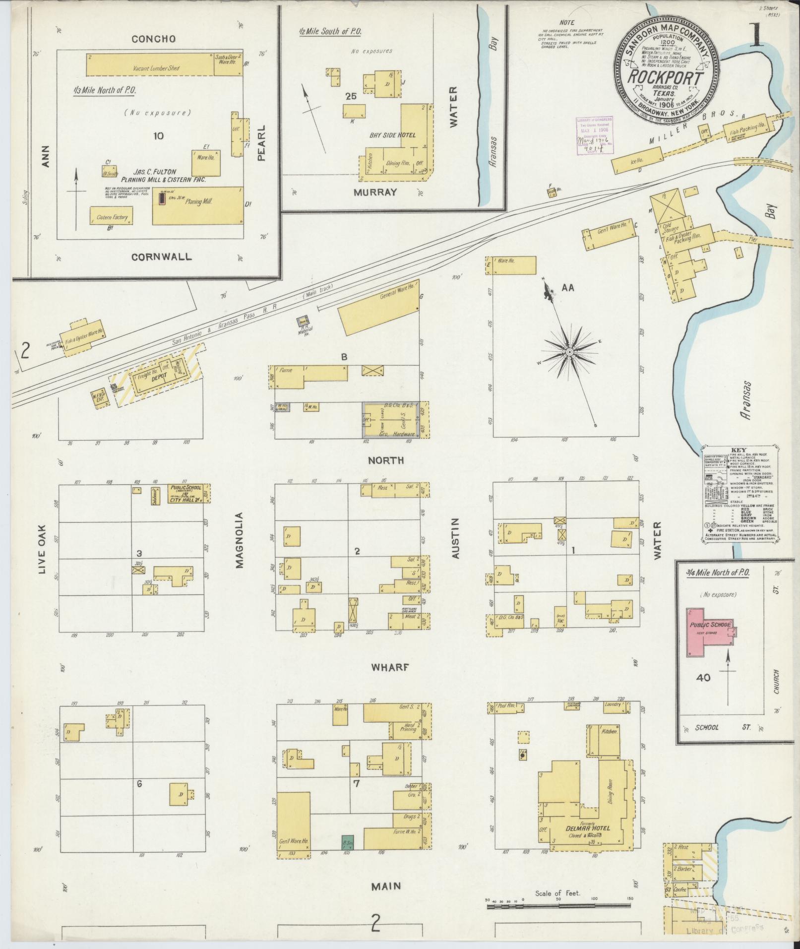 Sanborn Fire Insurance Map from Rockport, Aransas County, Texas. (1906) – Historic Sanborn Fire Insurance Map Print