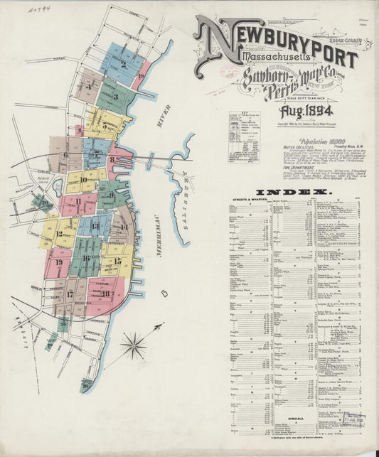 Sanborn Fire Insurance Map from Newburyport, Essex County, Massachusetts. (1894) – Historic Sanborn Fire Insurance Map Print