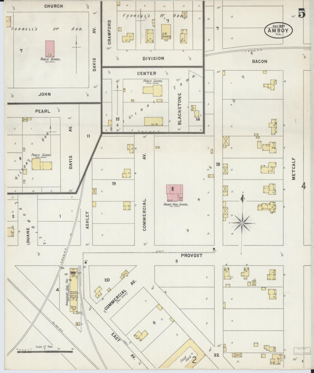 Sanborn Fire Insurance Map from Amboy, Lee County, Illinois (1897), Sheet #0005 - Complete Map Set gallery image, historic Sanborn map, vintage wall art, Illinois Illinois