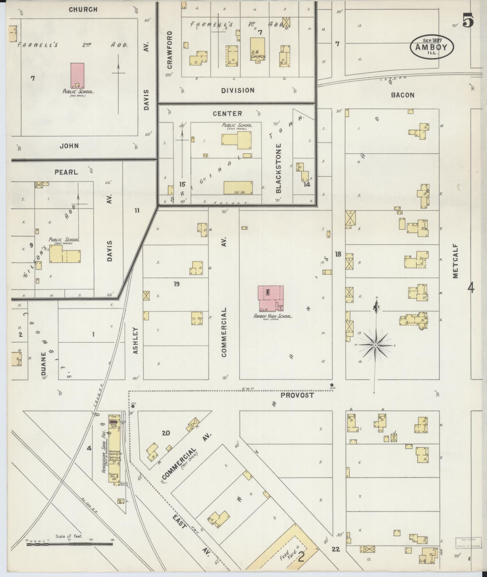 Sanborn Fire Insurance Map from Amboy, Lee County, Illinois (1897), Sheet #0005 - Complete Map Set gallery image, historic Sanborn map, vintage wall art, Illinois Illinois