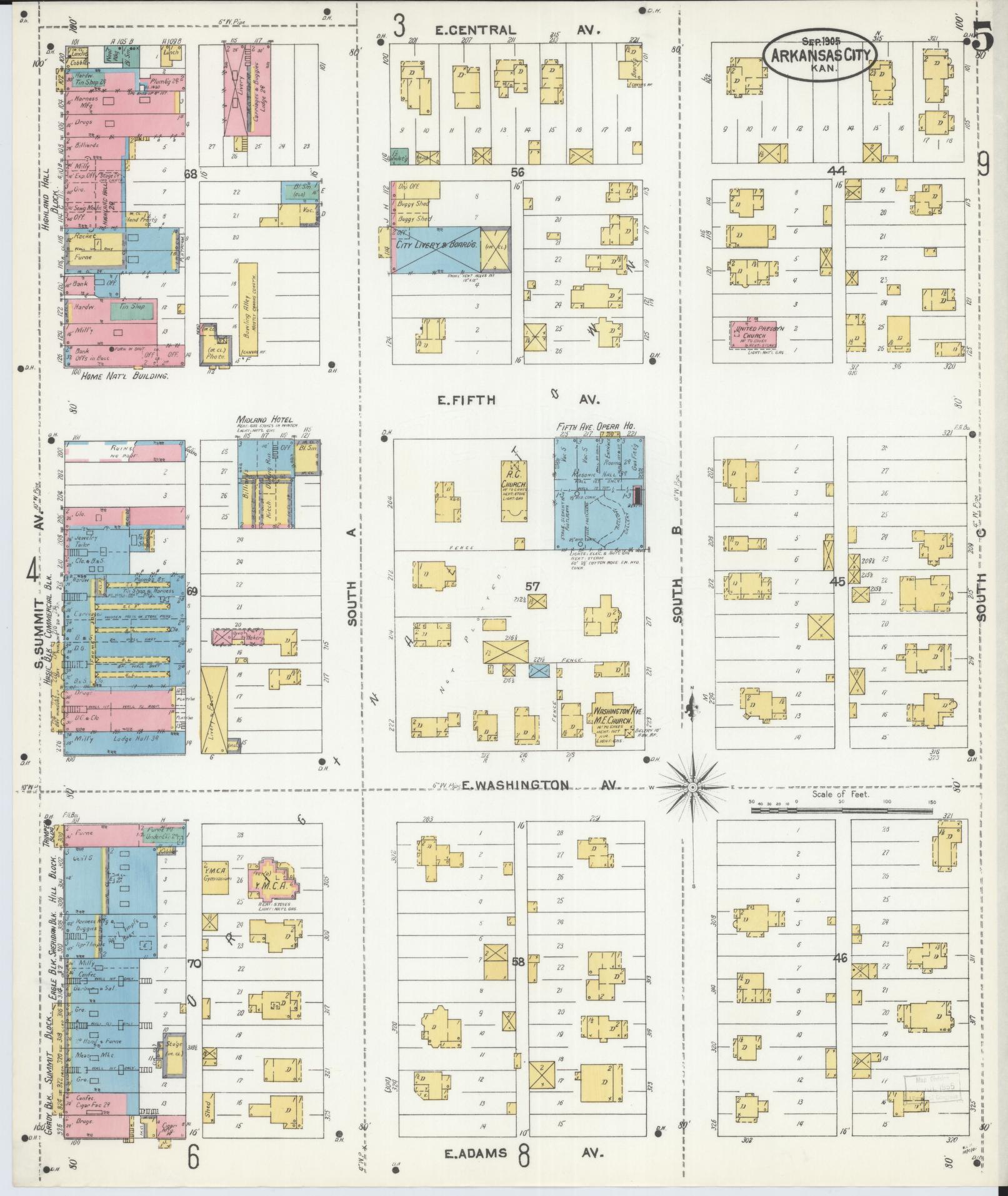 Sanborn Fire Insurance Map from Arkansas City, Cowley County, Kansas (1905), Sheet #0005 - Complete Map Set gallery image, historic Sanborn map, vintage wall art, Arkansas Arkansas